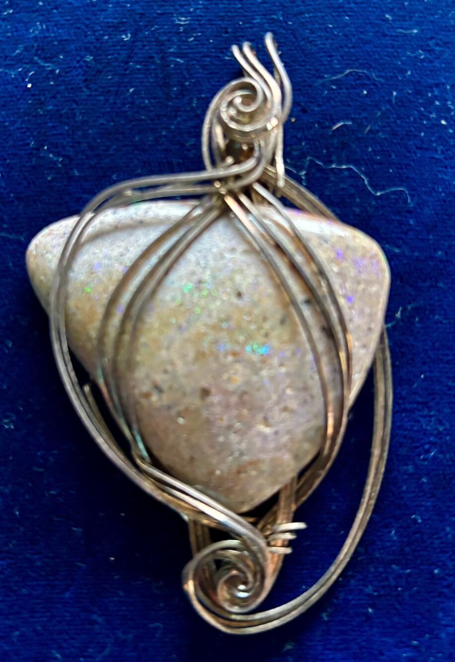 Natural Opal Custom Made Wire Wrapped Artisan Pendant 3.5 x 2.5 New